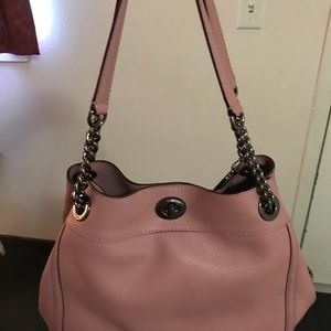 Coach Turnlock Pebble Leather Handbag